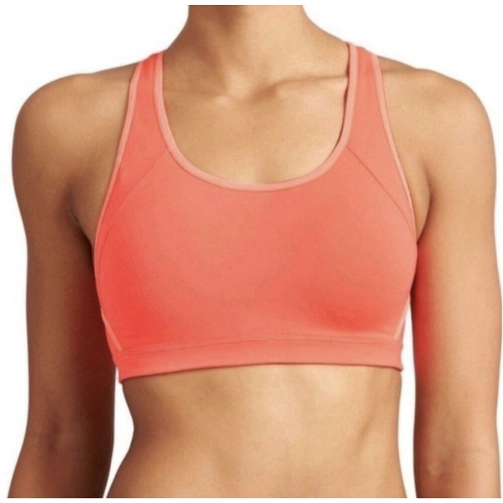 Athleta Ultimate Racerback Sports Bra Womens Size Small Coral Orange Double Dare - Picture 2 of 6